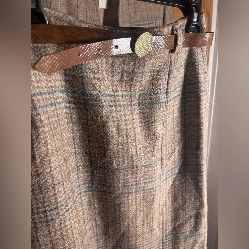 Silk & Wool Blend Check Tweed Albee 2 Piece 70’s Women’s Suit - Picture 8 of 9